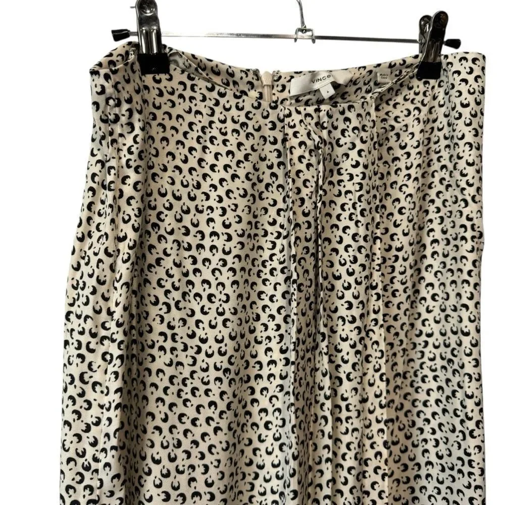 Revolve Vince Star Dot Drape Black and White Silk Blend Patterned Skirt Size 6